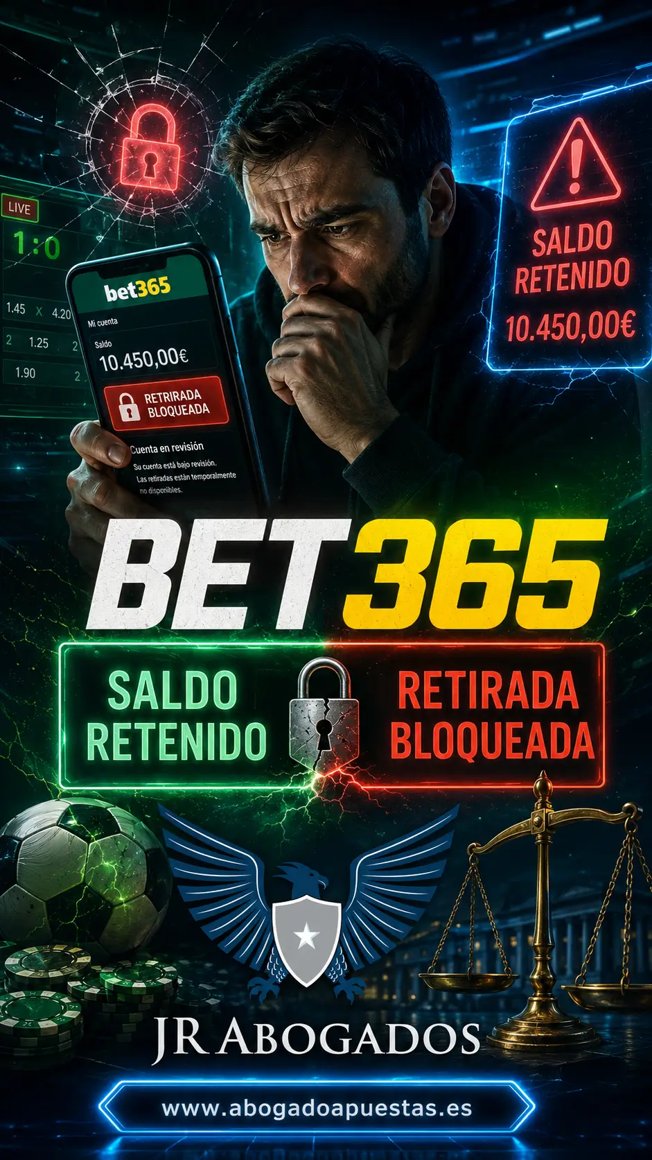 Reclamación contra Bet365 por saldo retenido o retirada bloqueada