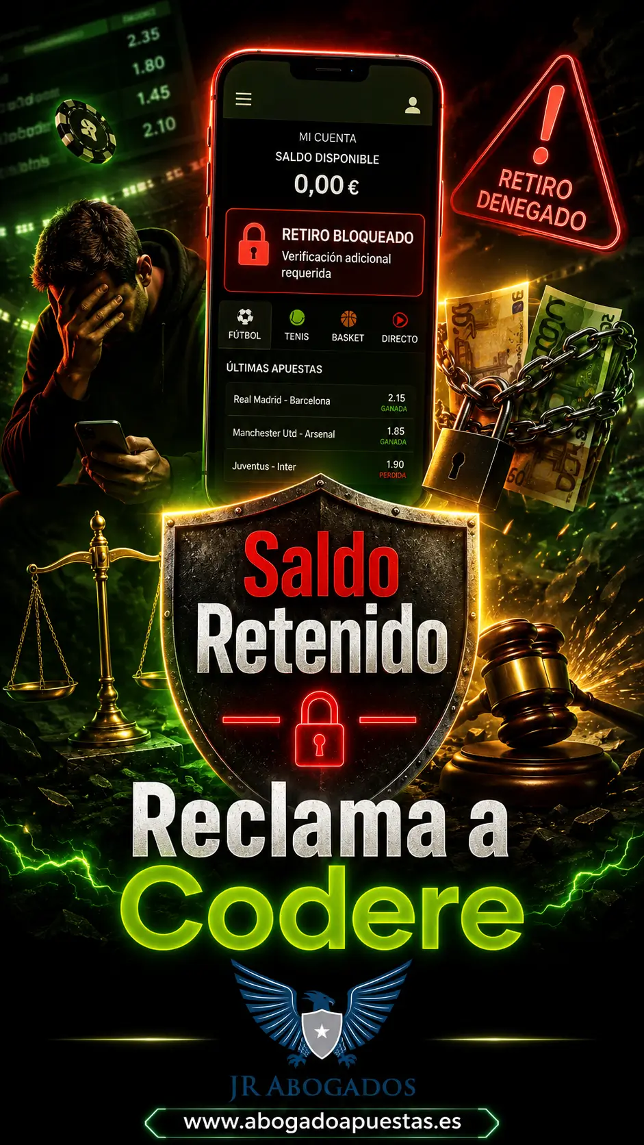 Reclamación contra Codere por saldo retenido o retirada bloqueada