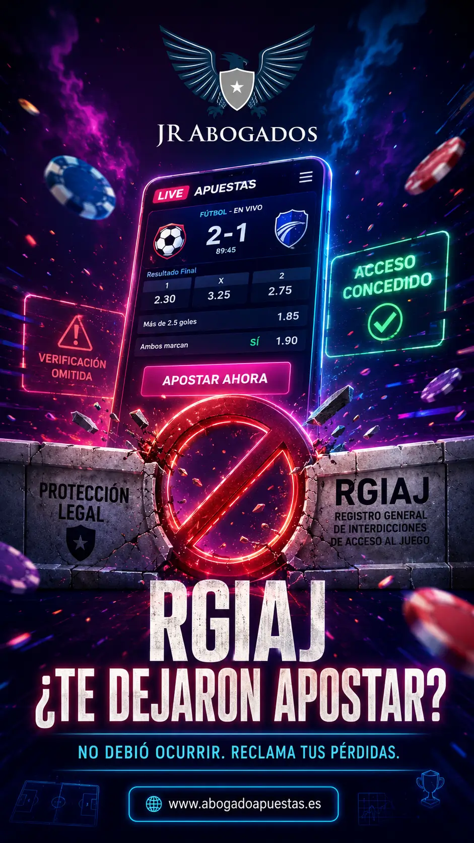 Reclamación por apostar estando inscrito en RGIAJ